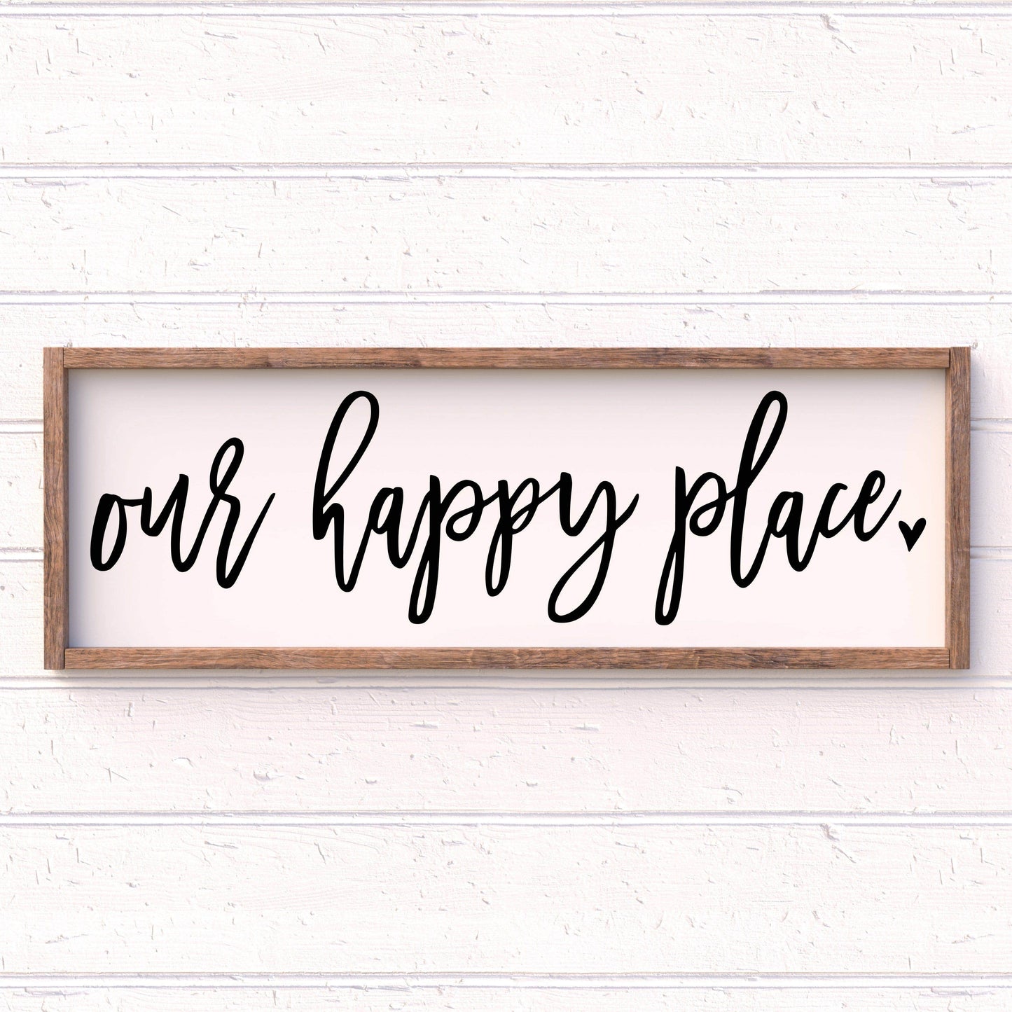Our Happy Place framed wood sign, farmhouse sign, rustic decor, home decor