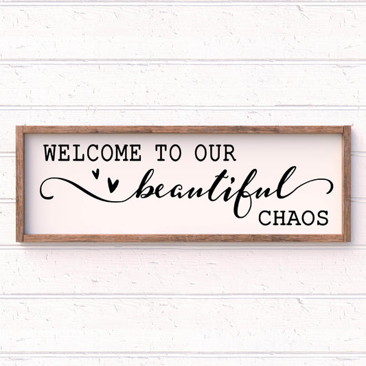 Welcome to our beautiful Chaos framed wood sign, farmhouse sign, rustic decor, home decor
