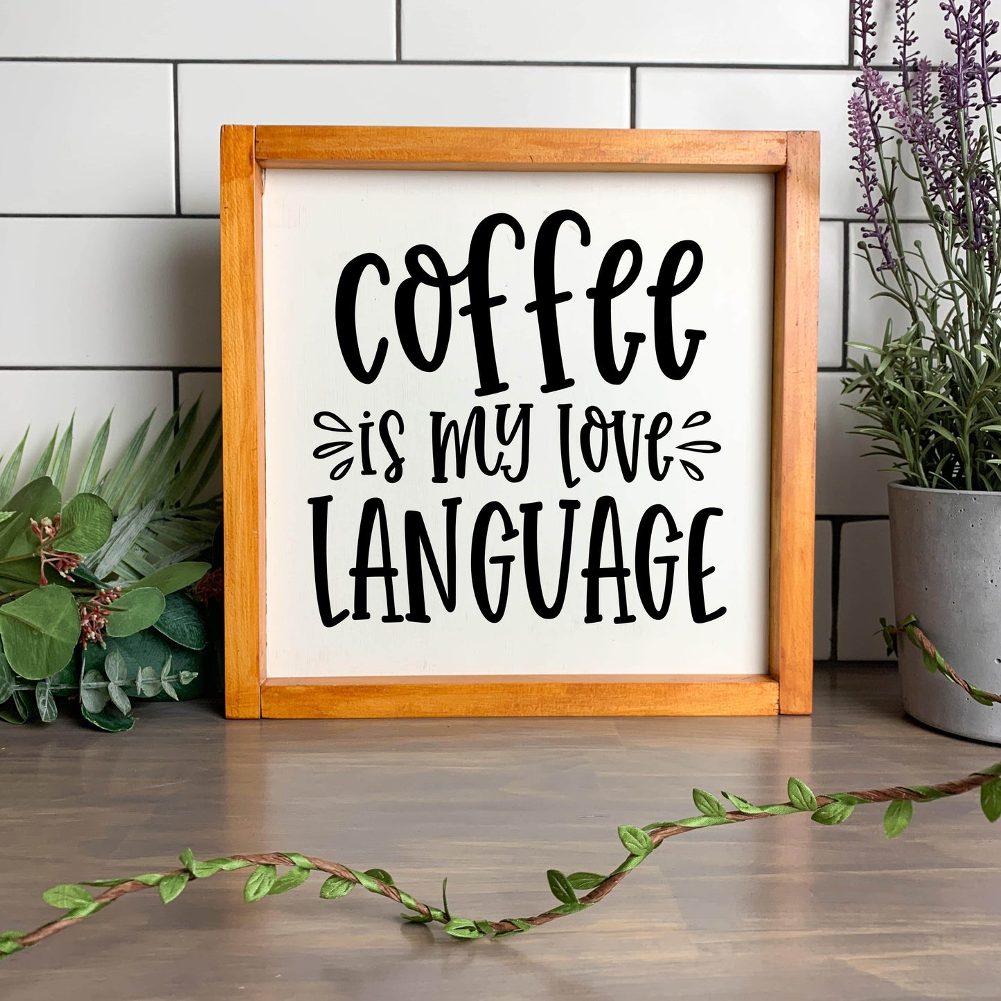 Coffee is my Love Language framed kitchen wood sign, kitchen decor, home decor