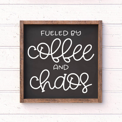 Fueled by Coffee framed kitchen wood sign, kitchen decor, home decor