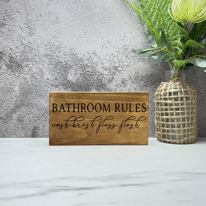 Bathroom Rules, Wash Brush Floss Flush, Bathroom Wood Sign, Bathroom Decor, Home Decor