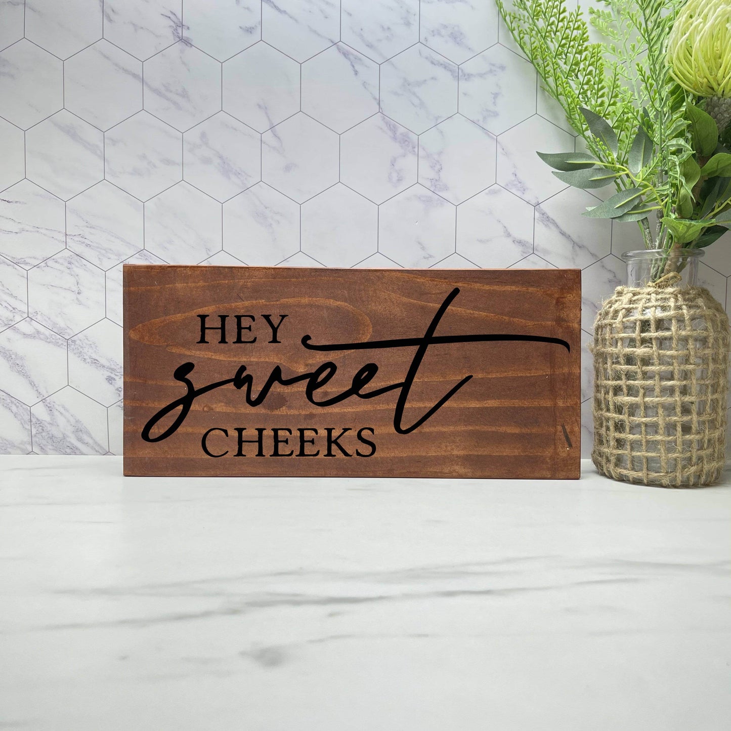 Hey Sweet Cheeks, Bathroom Wood Sign, Bathroom Decor, Home Decor