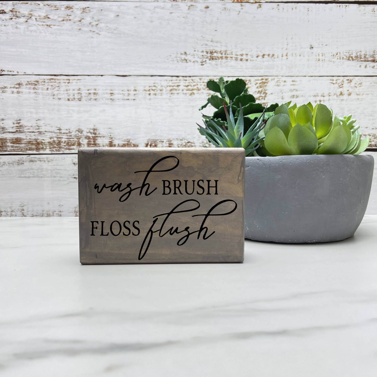 Wash Brush Floss Flush, Bathroom Wood Sign, Bathroom Decor, Home Decor