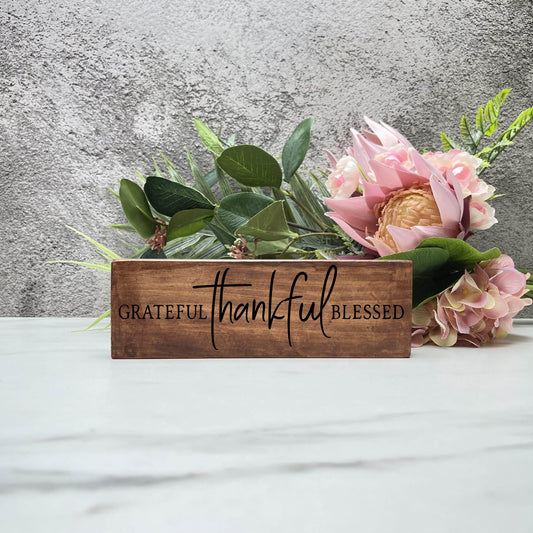 Greatful Thankful Blessed wood sign, farmhouse sign, rustic decor, home decor