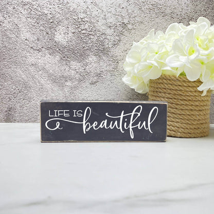 Life is Beautiful wood sign, farmhouse sign, rustic decor, home decor