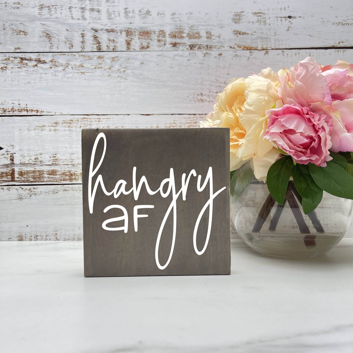 Hangry AF, kitchen wood sign, kitchen decor, home decor