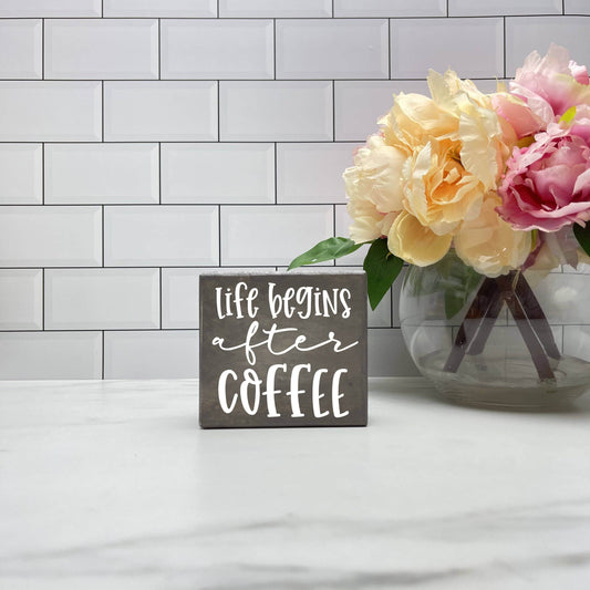 Life Begins after Coffee, kitchen wood sign, kitchen decor, home decor