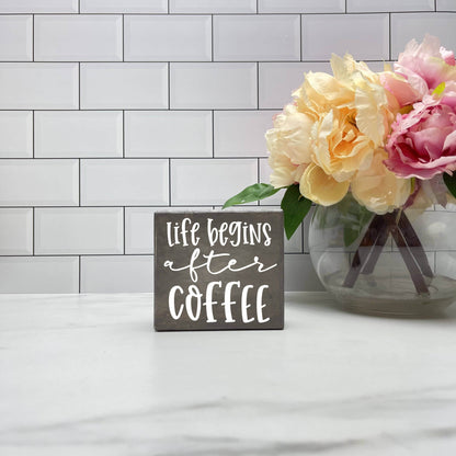 Life Begins after Coffee, kitchen wood sign, kitchen decor, home decor