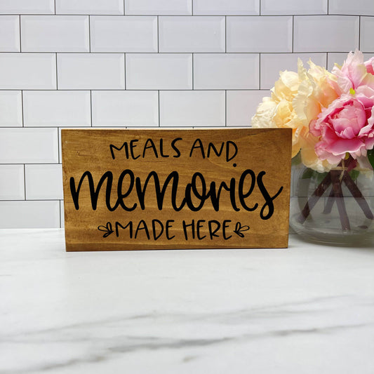 Meals and Memories Made Here, kitchen wood sign, kitchen decor, home decor
