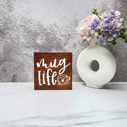 Mug Life, kitchen wood sign, kitchen decor, home decor