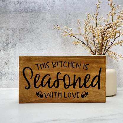 The Kitchen is Seasoned with Love, kitchen wood sign, kitchen decor, home decor