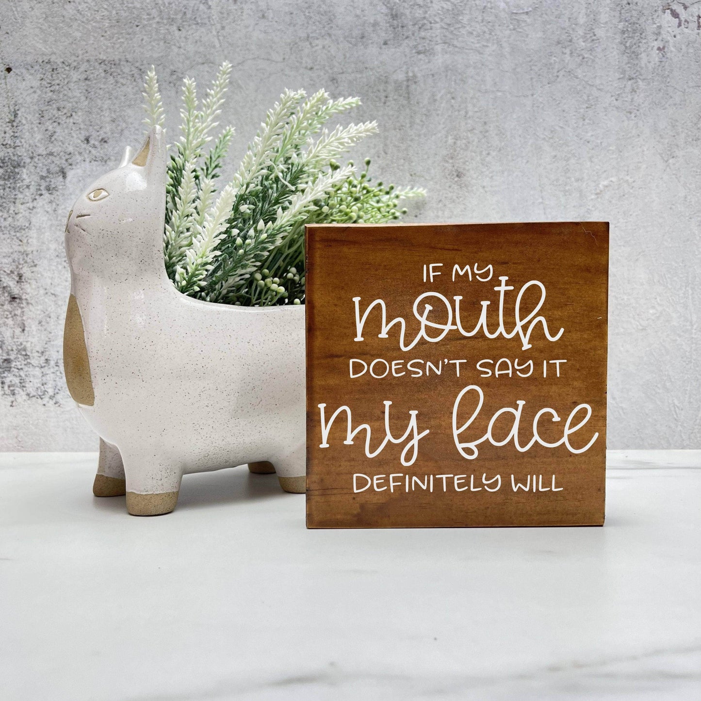 If my mouth doesn't Say it, My face will wood sign, quote sign, rustic decor, home decor