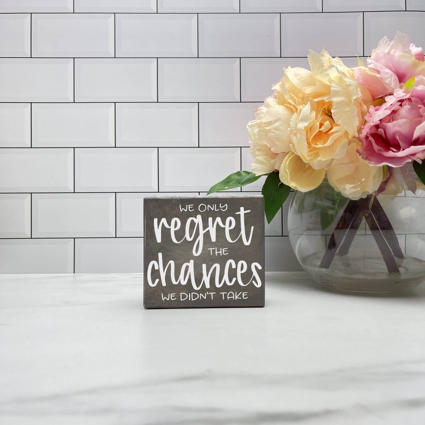 We only regret the Chances we Don't Take wood sign, quote sign, rustic decor, home decor