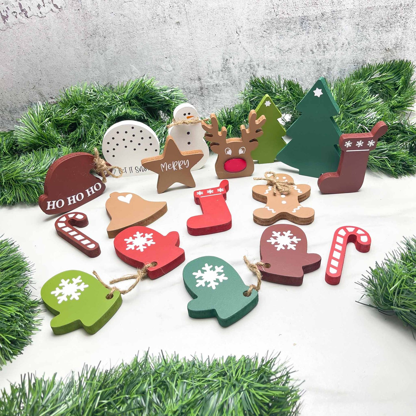 CarrouselCollectives Rustic Christmas wood decor set Christmas miniatures