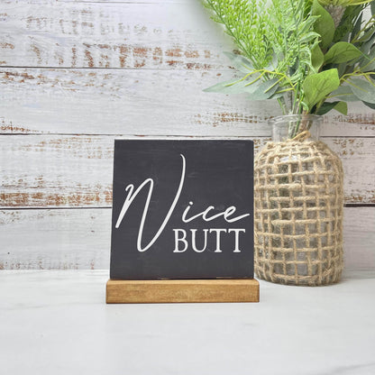 Nice butt bathroom wood sign with base decor