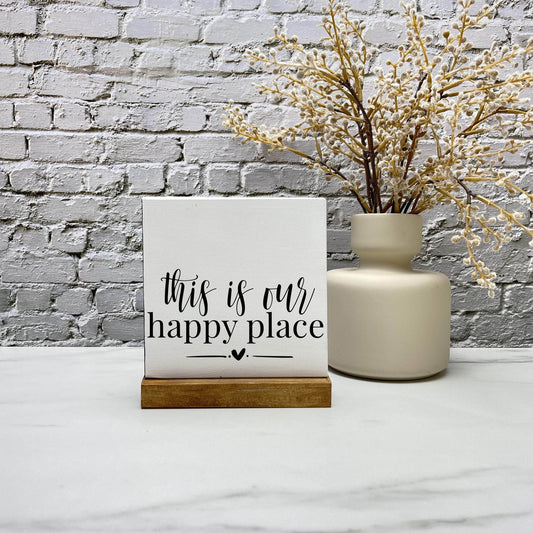 This is our happy place wood sign, farmhouse sign, rustic decor, home decor