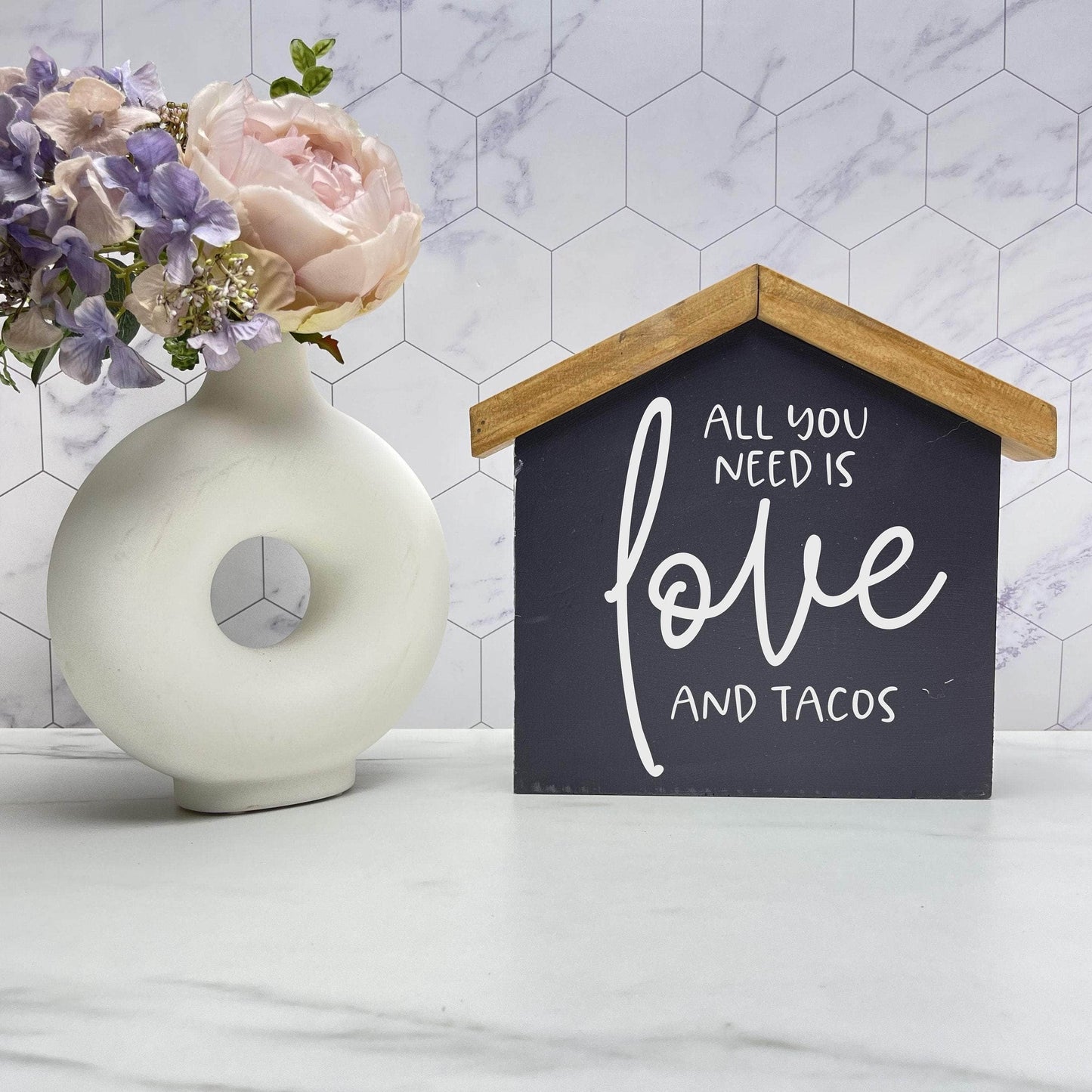 All you need is love and tacos Kitchen house wood sign decor
