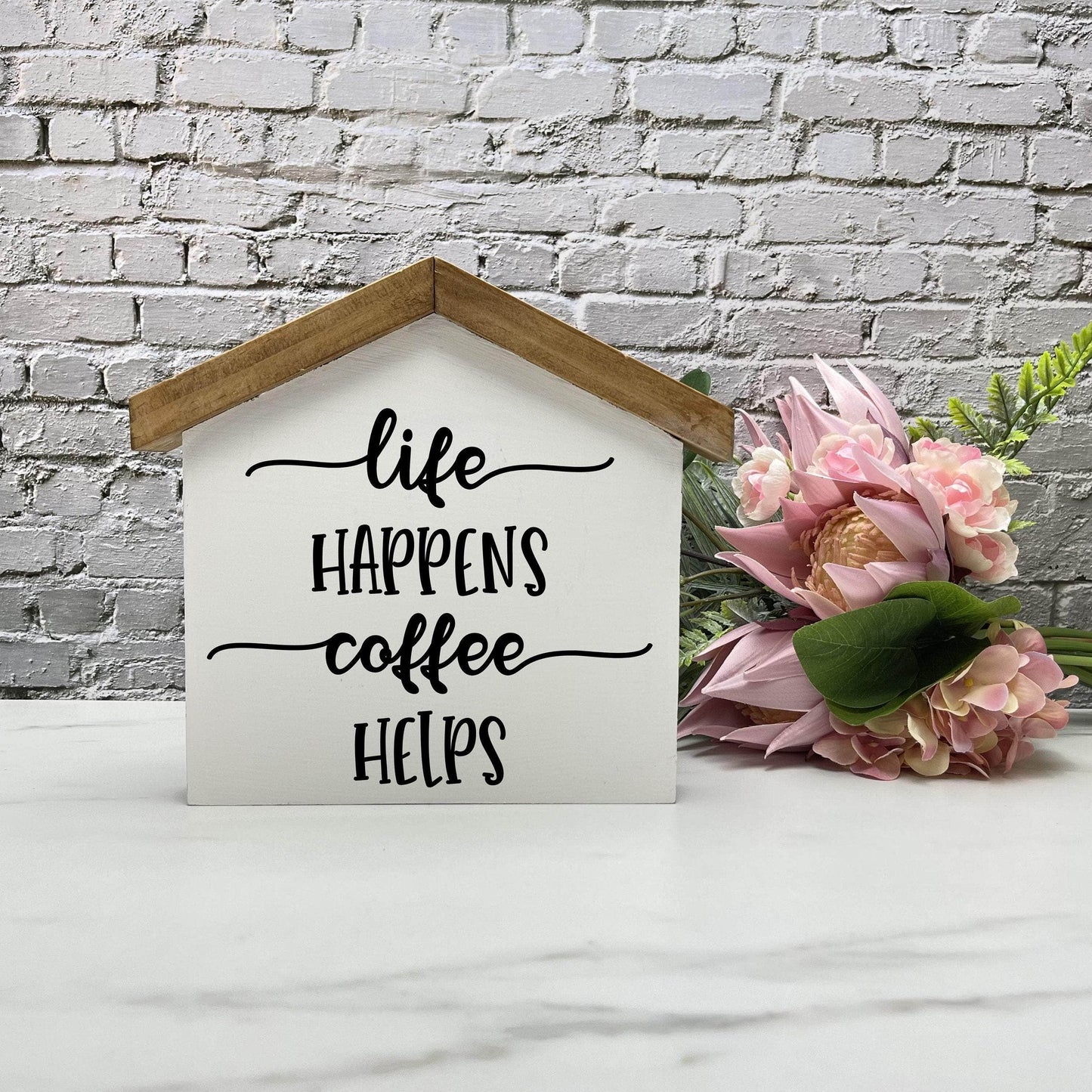 Life happens, coffee helps Kitchen house wood sign decor