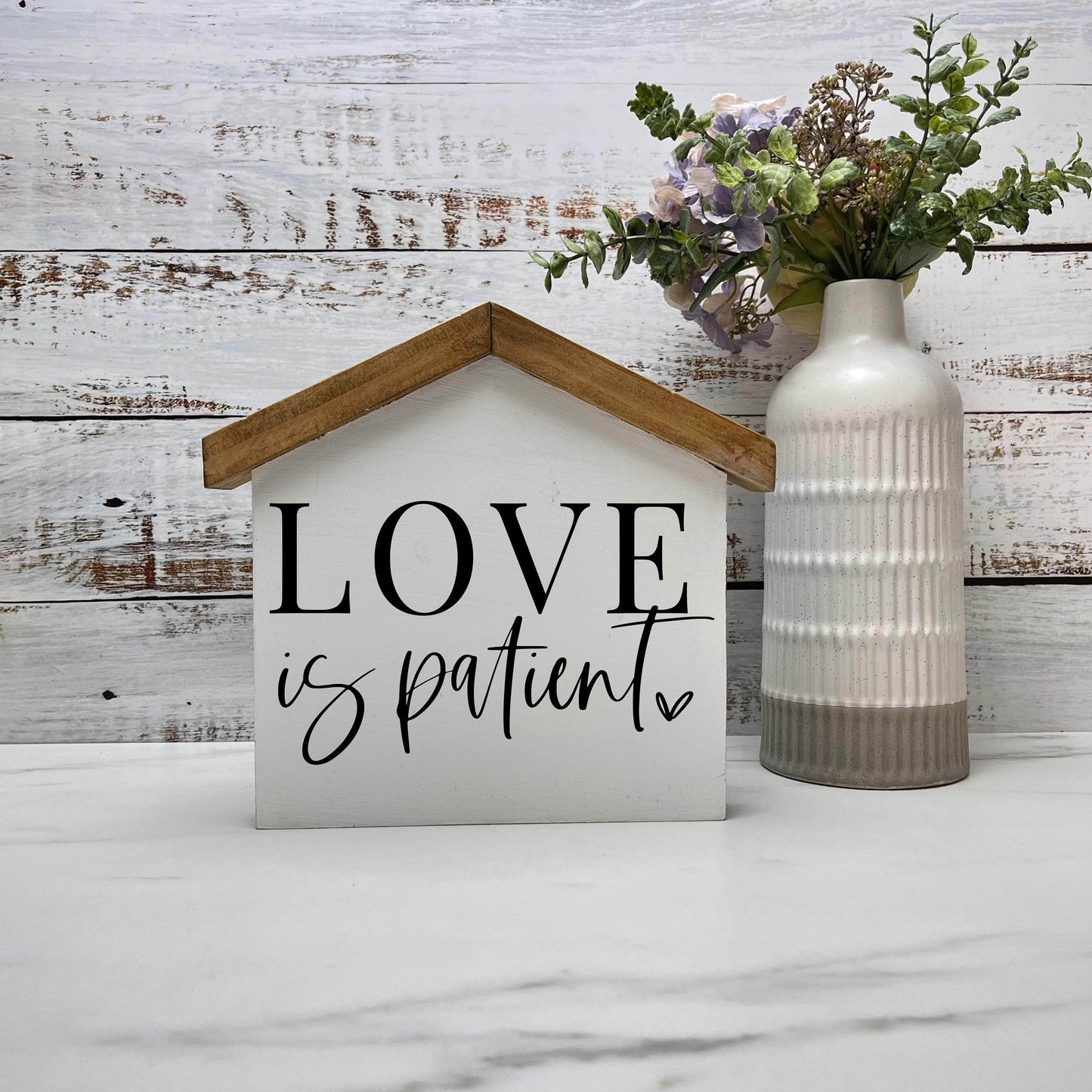 Love is patient House wood sign, love sign, couples gift sign, quote sign, home decor