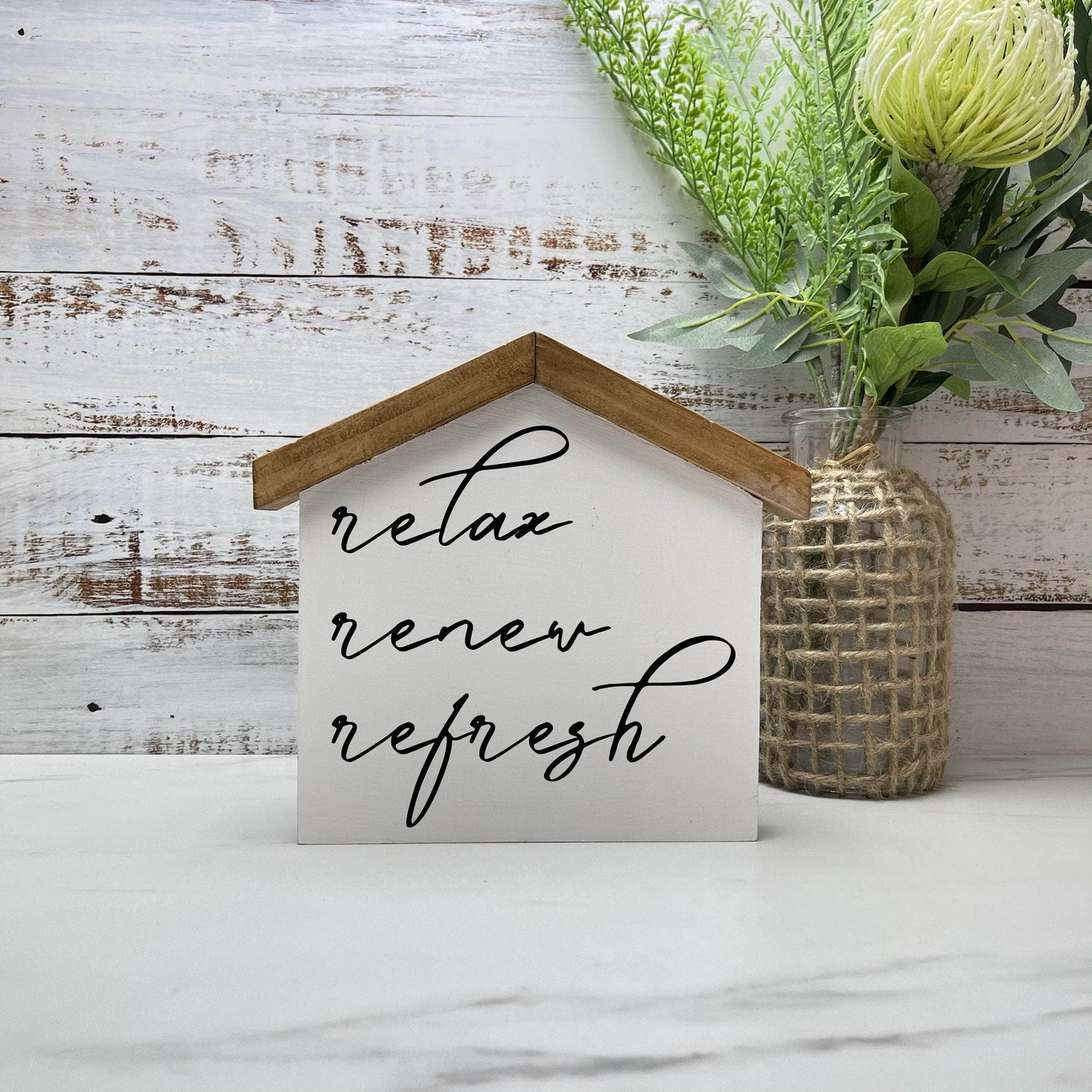 Relax Renew Refresh Bathroom house wood sign decor