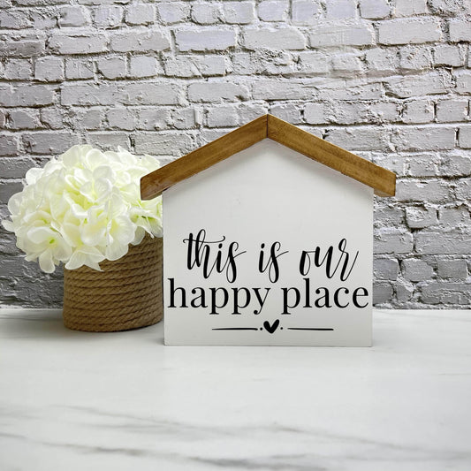 This is our happy place House wood sign, farmhouse sign, rustic decor, home decor