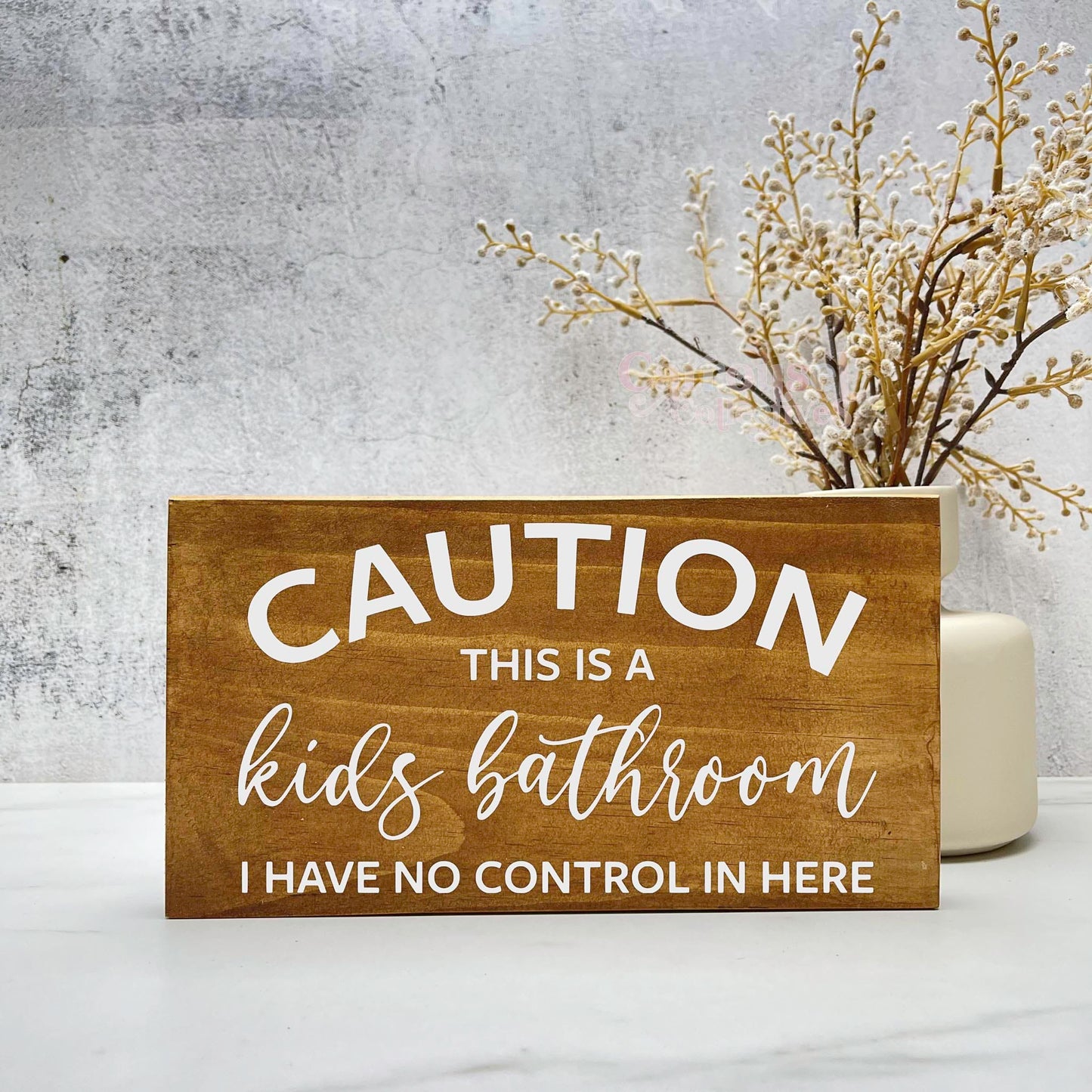 Caution this is a kids Bathroom Wood Sign, Bathroom Decor, Home Decor