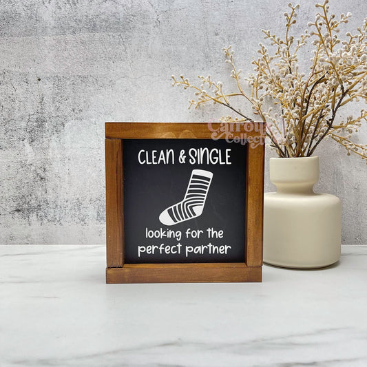 Lost socks clean and single sign, framed laundry wood sign, laundry decor, home decor
