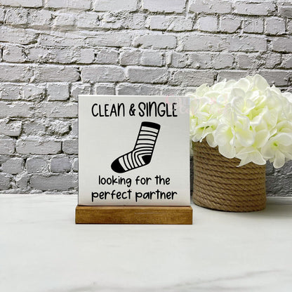 Clean and single socks sign, laundry wood sign, laundry decor, home decor