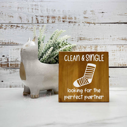 Clean and single socks, laundry wood sign, laundry decor, home decor