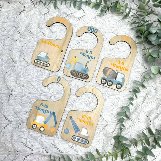 Nursery clothes dividers, baby clothing organiser, Construction nursery, crane theme, digger