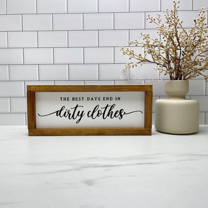 End in dirty clothes sign, Framed laundry wood sign, laundry decor, home decor