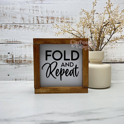 Fold and repeat sign, framed laundry wood sign, laundry decor, home decor
