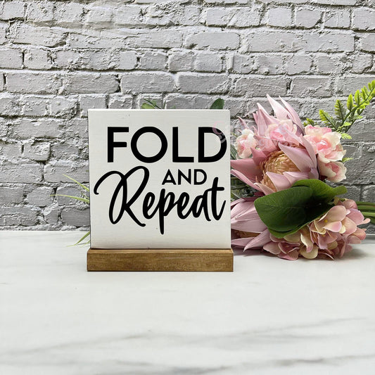 Fold and repeat wreath sign, laundry wood sign, laundry decor, home decor