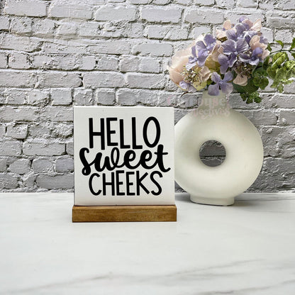 Hello sweet cheeks wood sign, bathroom wood sign, bathroom decor