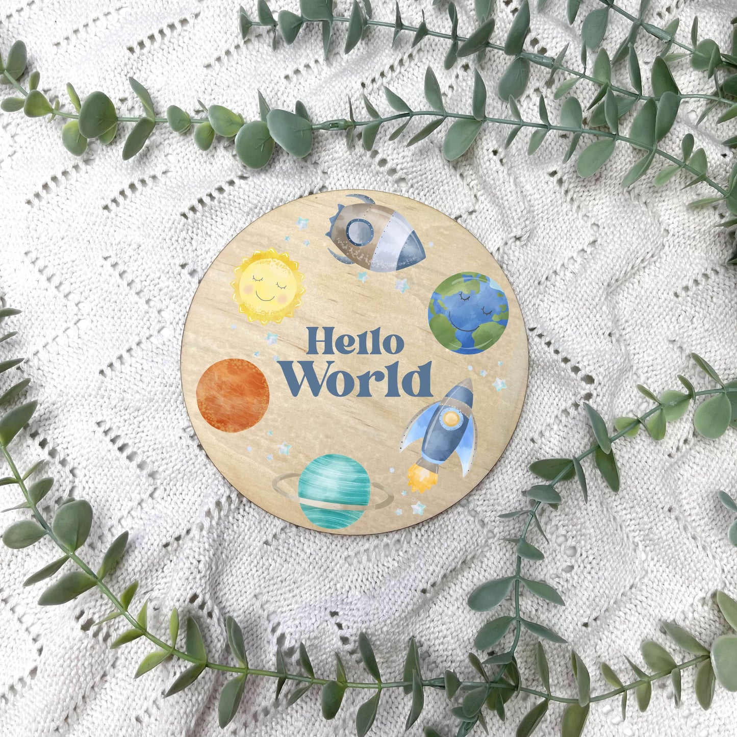 ello World sign, baby announcement disc, Space Nursery Theme, Planets Nursery