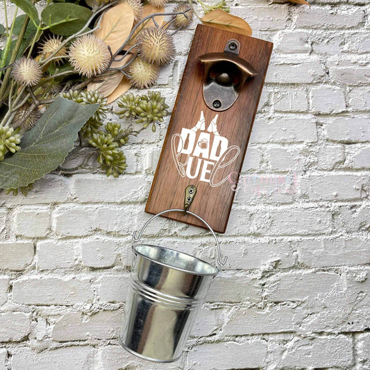 Dad fuel bottle opener sign, Australian ironbark hardwood sign