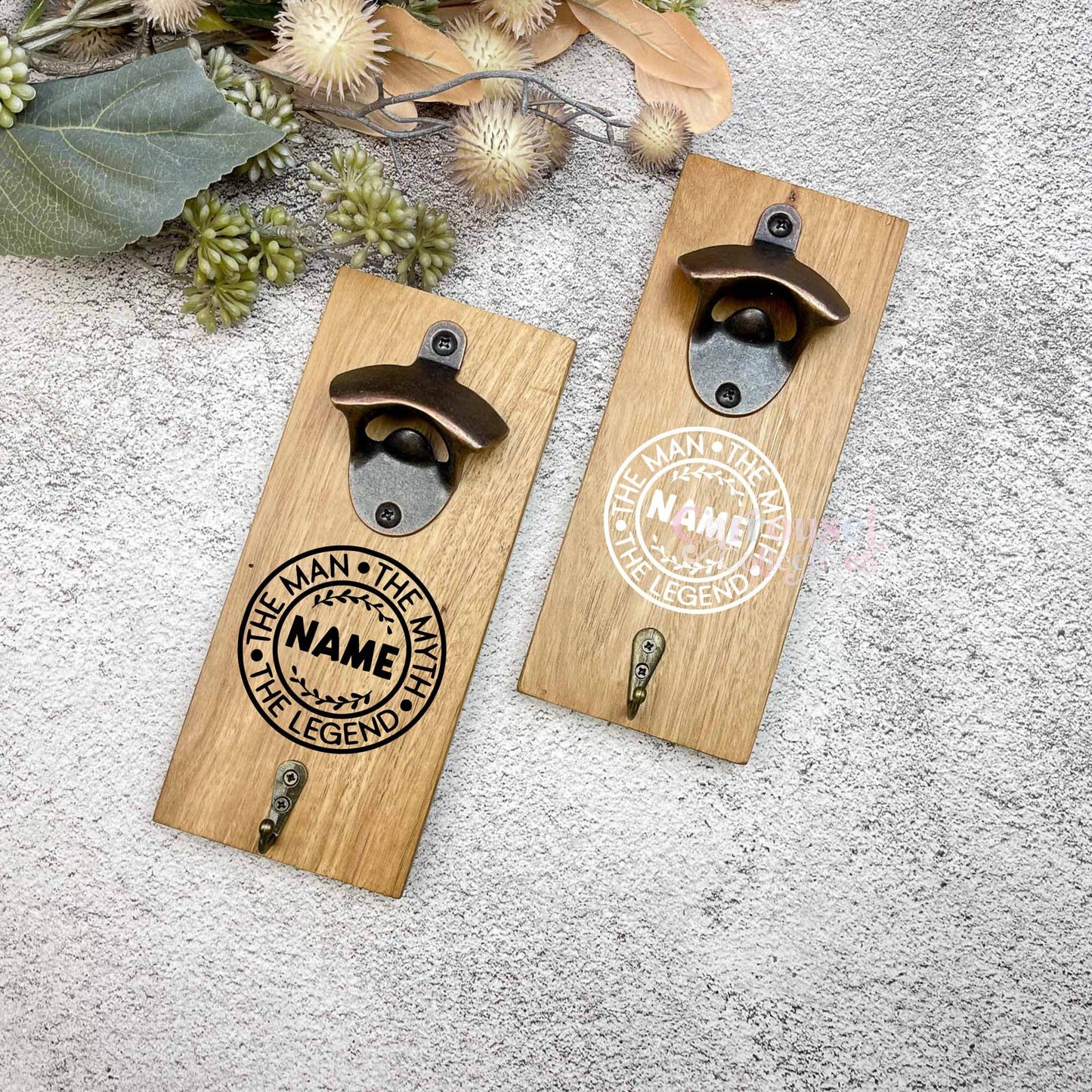 Custom name The man the myth the legend bottle opener sign, Australian ironbark hardwood sign