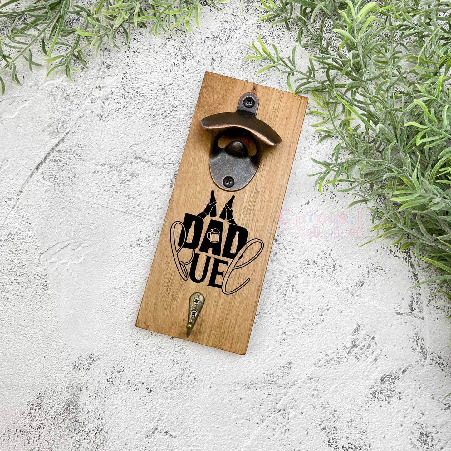 Dad fuel bottle opener sign, Australian ironbark hardwood sign