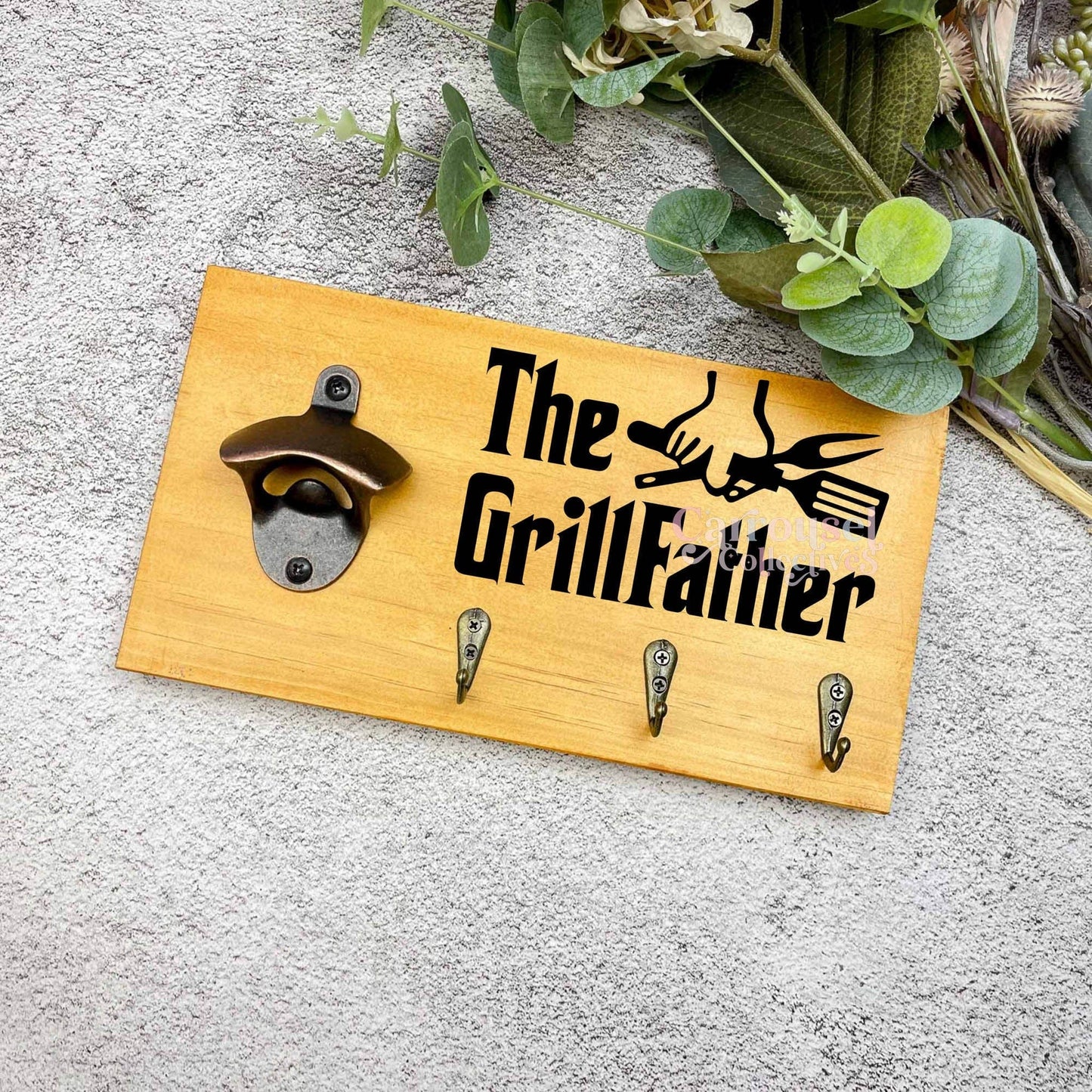 The grillfather BBQ Grill sign, Bottle opener sign