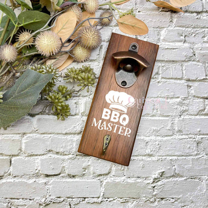 BBQ Master bottle opener sign, Australian ironbark hardwood sign