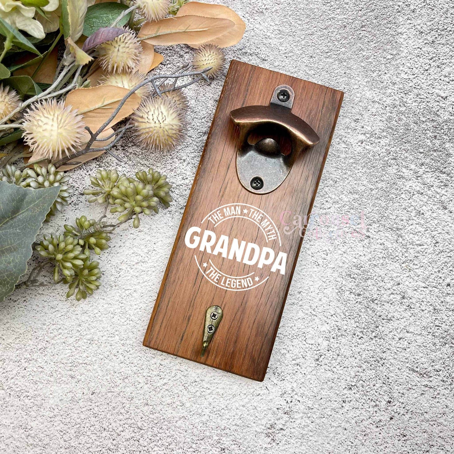 The man the myth the legend Grandpa bottle opener sign, Australian ironbark hardwood sign