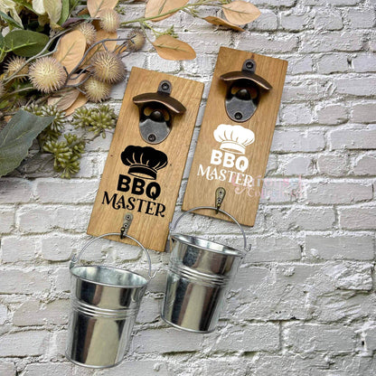 BBQ Master bottle opener sign, Australian ironbark hardwood sign