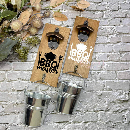 BBQ Master bottle opener sign, Australian ironbark hardwood sign