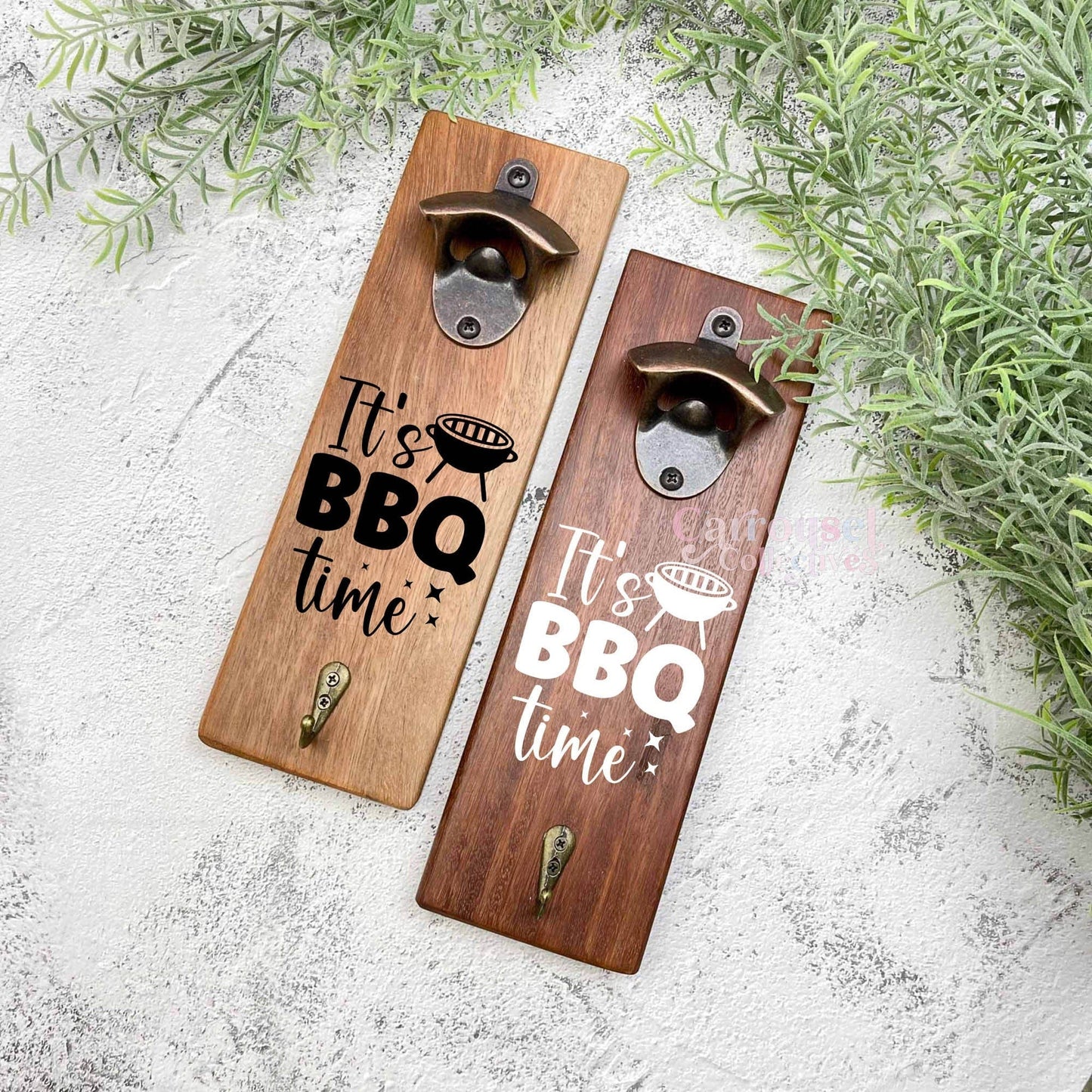 It's BBQ time bottle opener sign, Australian ironbark hardwood sign