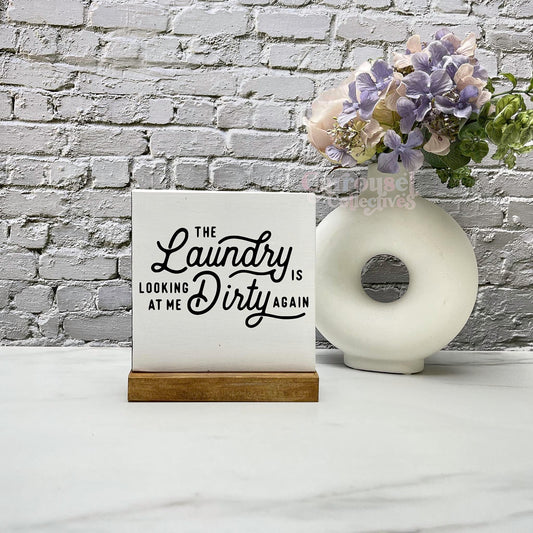 Laundry is looking at me sign, laundry wood sign, laundry decor, home decor