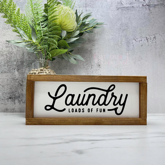 Laundry loads of fun sign, Framed laundry wood sign, laundry decor, home decor