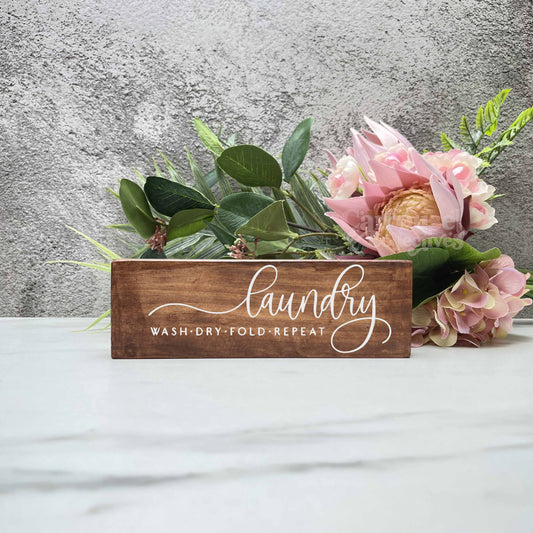 Laundry, wash fold dry repeat, laundry wood sign, laundry decor, home decor