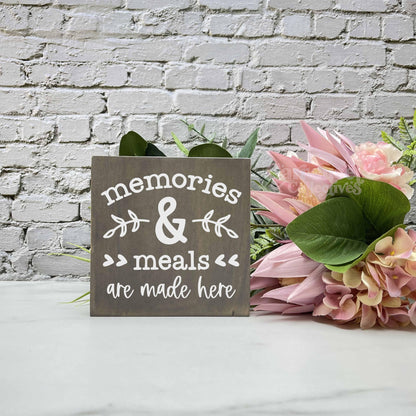 Meals and memories made here, kitchen wood sign, kitchen decor, home decor