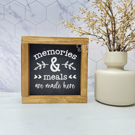 Meals and memories framed kitchen wood sign, kitchen decor, home decor