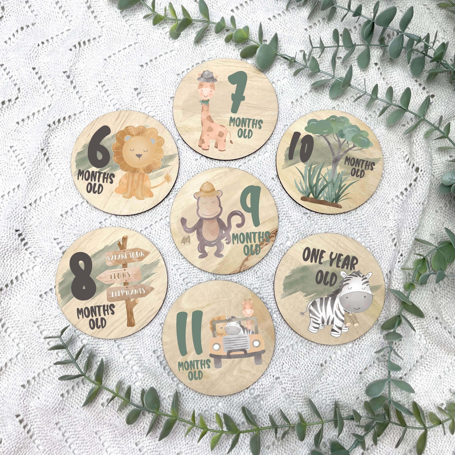 Safari nursery milestone discs, jungle milestone discs, jungle theme, Safari Theme